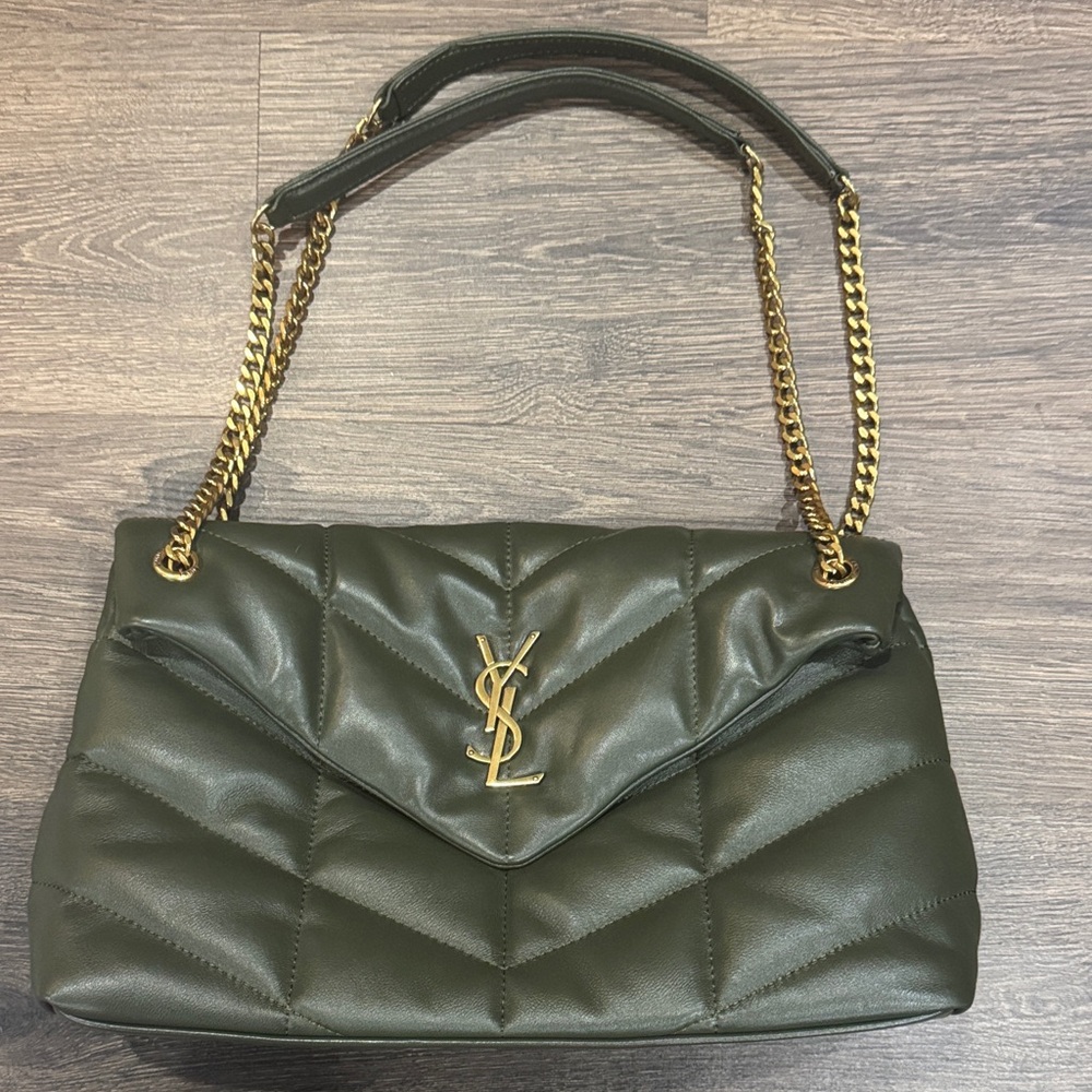 Olive Green Quilted Shoulder Bag